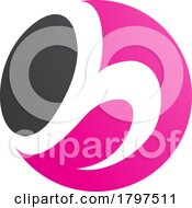 Poster, Art Print Of Magenta And Black Circle Shaped Letter H Icon