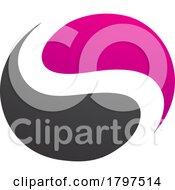 Magenta And Black Circle Shaped Letter S Icon