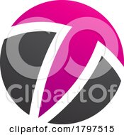Magenta And Black Circle Shaped Letter T Icon