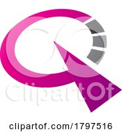 Poster, Art Print Of Magenta And Black Clock Shaped Letter Q Icon