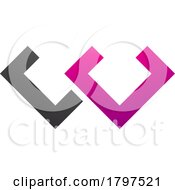 Poster, Art Print Of Magenta And Black Cornered Shaped Letter W Icon