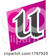 Poster, Art Print Of Magenta And Black Distorted Square Shaped Letter U Icon