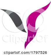 Poster, Art Print Of Magenta And Black Diving Bird Shaped Letter Y Icon