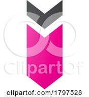 Poster, Art Print Of Magenta And Black Down Facing Arrow Shaped Letter I Icon
