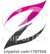 Poster, Art Print Of Magenta And Black Fire Shaped Letter Z Icon