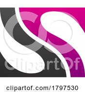 Poster, Art Print Of Magenta And Black Fish Fin Shaped Letter S Icon