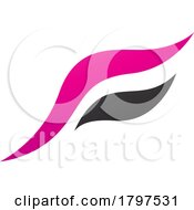 Poster, Art Print Of Magenta And Black Flying Bird Shaped Letter F Icon