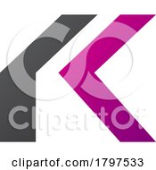 Magenta And Black Folded Letter K Icon