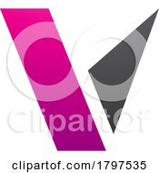 Poster, Art Print Of Magenta And Black Geometrical Shaped Letter V Icon