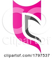Poster, Art Print Of Magenta And Black Half Shield Shaped Letter C Icon