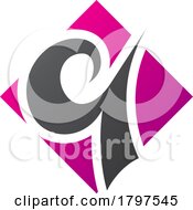 Poster, Art Print Of Magenta And Black Diamond Shaped Letter Q Icon