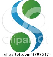 Poster, Art Print Of Green And Blue Letter S Icon With Spheres