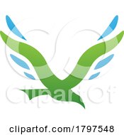 Poster, Art Print Of Green And Blue Bird Shaped Letter V Icon