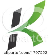 Green And Black Italic Arrow Shaped Letter K Icon