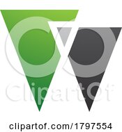 Poster, Art Print Of Green And Black Letter W Icon With Triangles