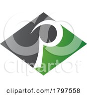 Poster, Art Print Of Green And Black Horizontal Diamond Letter P Icon