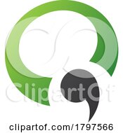 Poster, Art Print Of Green And Black Comma Shaped Letter Q Icon