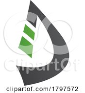 Poster, Art Print Of Green And Black Curved Strip Shaped Letter D Icon