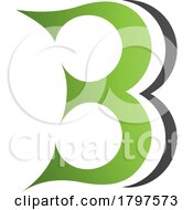Poster, Art Print Of Green And Black Curvy Letter B Icon Resembling Number 3