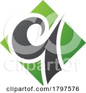 Poster, Art Print Of Green And Black Diamond Shaped Letter Q Icon