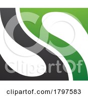 Green And Black Fish Fin Shaped Letter S Icon