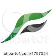 Green And Black Flying Bird Shaped Letter F Icon