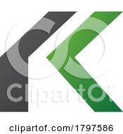Green And Black Folded Letter K Icon
