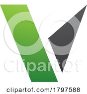 Green And Black Geometrical Shaped Letter V Icon