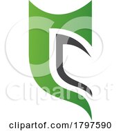 Poster, Art Print Of Green And Black Half Shield Shaped Letter C Icon