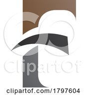 Poster, Art Print Of Brown And Black Letter F Icon With Pointy Tips