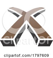 Poster, Art Print Of Brown And Black 3d Shaped Letter X Icon