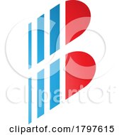 Poster, Art Print Of Blue And Red Letter B Icon With Vertical Stripes