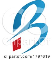 Poster, Art Print Of Blue And Red Slim Letter B Icon With Pointed Tips