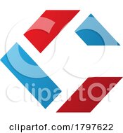 Poster, Art Print Of Blue And Red Square Letter C Icon Made Of Rectangles