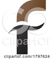 Poster, Art Print Of Brown And Black Letter F Icon With Spiky Waves