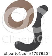 Poster, Art Print Of Brown And Black Letter G Icon With Soft Round Lines
