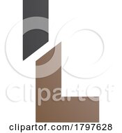 Poster, Art Print Of Brown And Black Split Shaped Letter L Icon