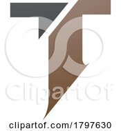 Poster, Art Print Of Brown And Black Split Shaped Letter T Icon