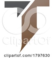 Brown And Black Split Shaped Letter T Icon