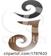 Poster, Art Print Of Brown And Black Swirl Shaped Letter J Icon