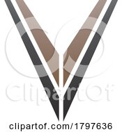 Poster, Art Print Of Brown And Black Striped Shaped Letter V Icon