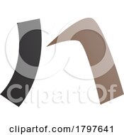 Poster, Art Print Of Brown And Black Letter N Icon With A Curved Rectangle