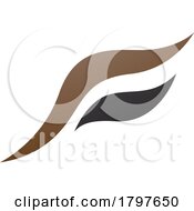 Brown And Black Flying Bird Shaped Letter F Icon