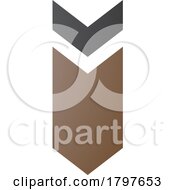 Poster, Art Print Of Brown And Black Down Facing Arrow Shaped Letter I Icon