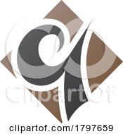 Poster, Art Print Of Brown And Black Diamond Shaped Letter Q Icon