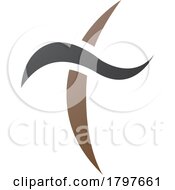 Poster, Art Print Of Brown And Black Curvy Sword Shaped Letter T Icon