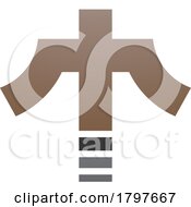 Poster, Art Print Of Brown And Black Cross Shaped Letter T Icon