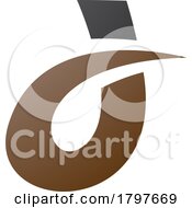 Poster, Art Print Of Brown And Black Curved Spiky Letter D Icon
