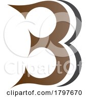 Poster, Art Print Of Brown And Black Curvy Letter B Icon Resembling Number 3