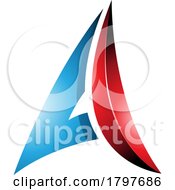 Poster, Art Print Of Blue And Red Glossy Embossed Paper Plane Shaped Letter A Icon